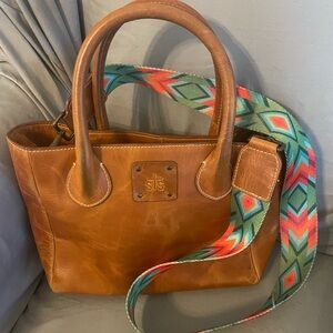 STS Ranchwear Brown and Red Tote with Vibrant Strap